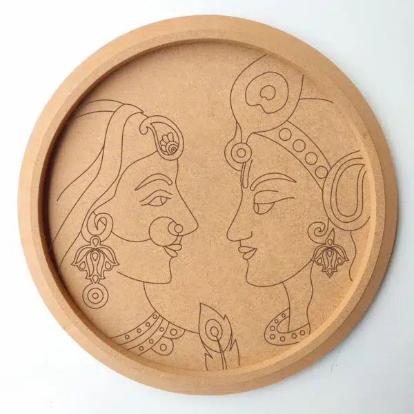 MDF Pre Marked Radhe Krishna Round